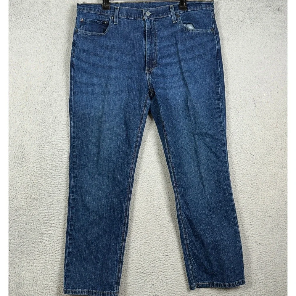Levis 541 Jeans Mens 38X29 Blue Athletic Taper Red Tab Whiskering Stretch Denim